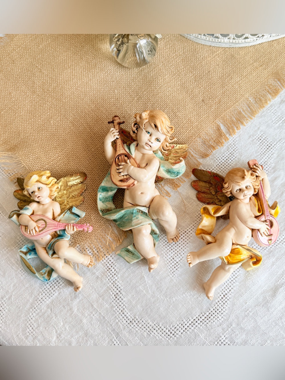 1984 Fontanini Simonelli Depose Italy Cherub Wall Plaques Set of 3 - Picture 3 of 17